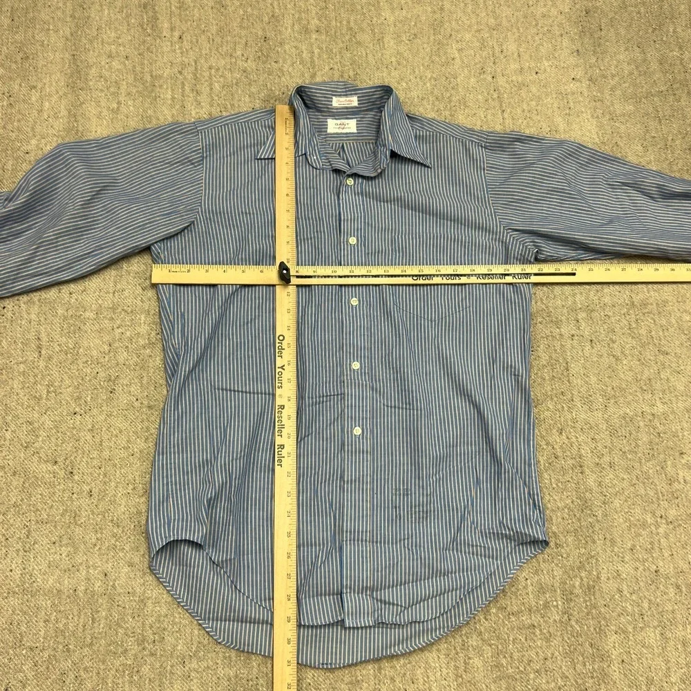 Vintage Gant Button Up Shirt Mens Large Blue 1960s Striped - Picture 7 of 10